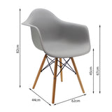Kit x 2 Sillas Comedor DKR Eames Gris Moderno Polipropileno 62 cm - Sillas y Butacos | Bylmo