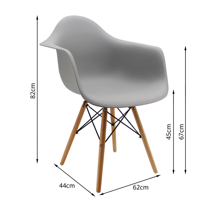 Kit X 2 Sillas Comedor Dkr Eames Gris Moderno Polipropileno 62 Cm