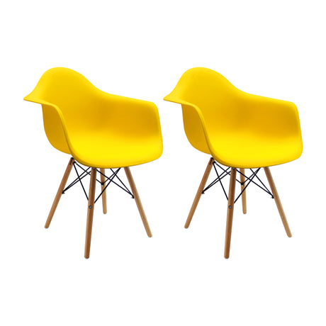 Kit x 2 Sillas Comedor DKR Eames Polipropileno Amarillo Moderno 62 cm - Sillas y Butacos | Bylmo