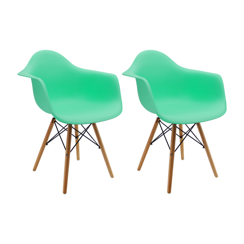 Kit X 2 Sillas Comedor Dkr Eames 62 Cm Polipropileno Verde Menta