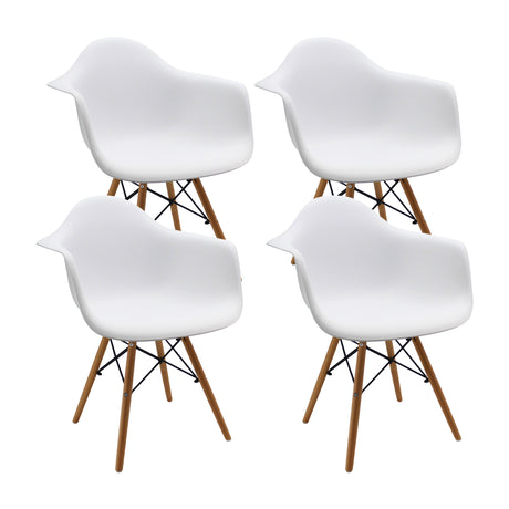 Kit x 4 Sillas Comedor DKR Eames Moderno Polipropileno Blanco 62 cm - Sillas y Butacos | Bylmo