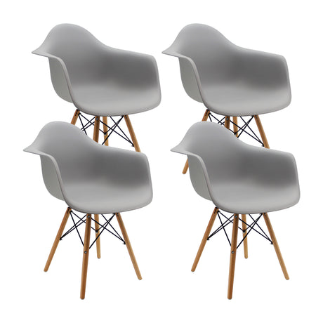 Kit x 4 Sillas Comedor DKR Eames Polipropileno Gris Moderno 62 cm - Sillas y Butacos | Bylmo