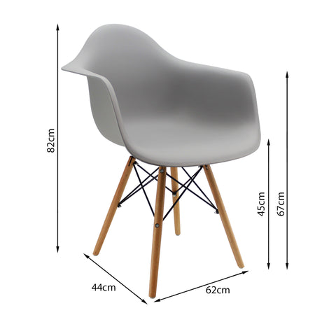 Kit x 4 Sillas Comedor DKR Eames Polipropileno Gris Moderno 62 cm - Sillas y Butacos | Bylmo