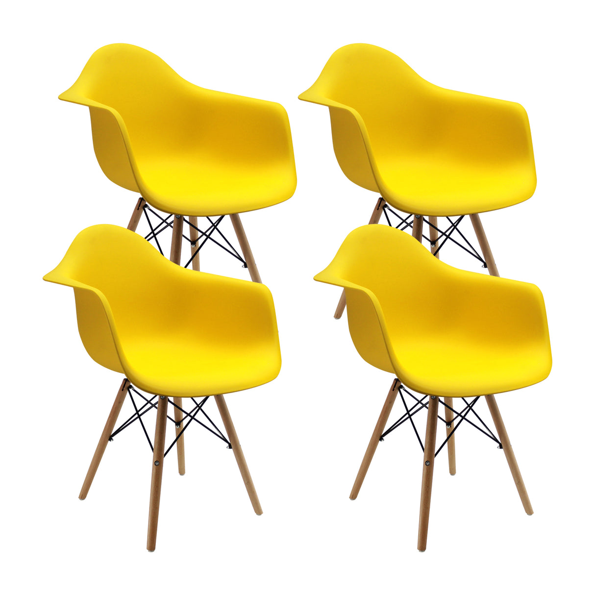 Kit x 4 Sillas Comedor DKR Eames Amarillo Confort 62 cm - Sillas y Butacos | Bylmo