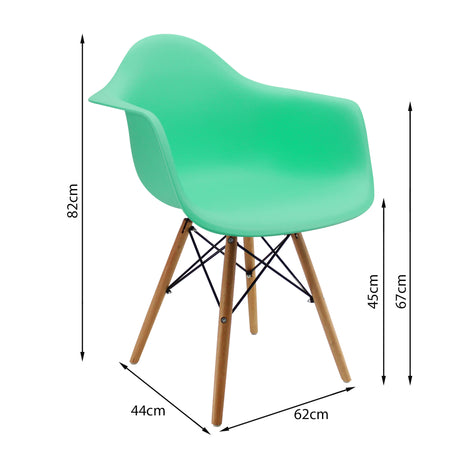 Kit x 4 Sillas Comedor DKR Eames Verde Menta 62 cm Polipropileno - Sillas y Butacos | Bylmo
