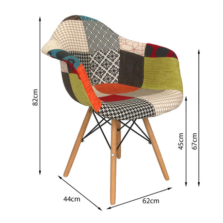 Silla de Comedor DKR Eames Tapizada Patchwork 62 cm. - Sillas y Butacos | Bylmo