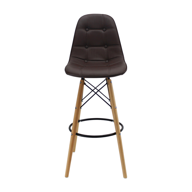 Silla Bar Dkr Botones Tipo Barra Café Moderna 56 Cm