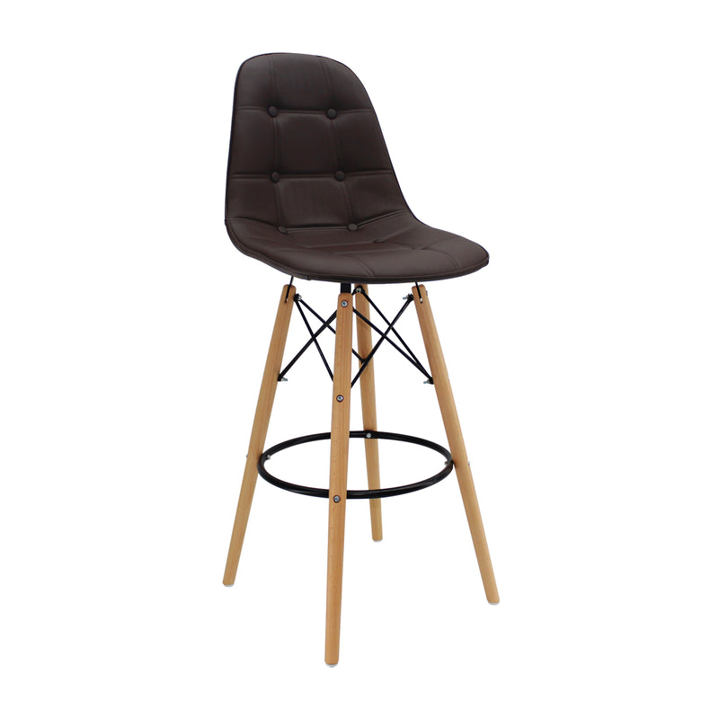 Silla Bar Dkr Botones Tipo Barra Café Moderna 56 Cm