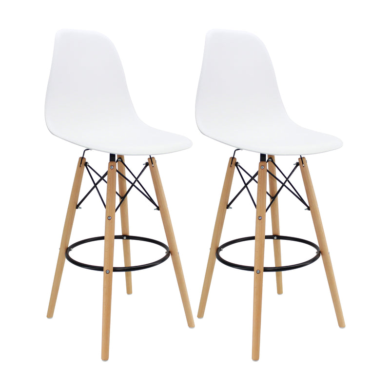 Set X 2 Sillas De Bar Dkr Eames Blanco Polipropileno 56 Cm