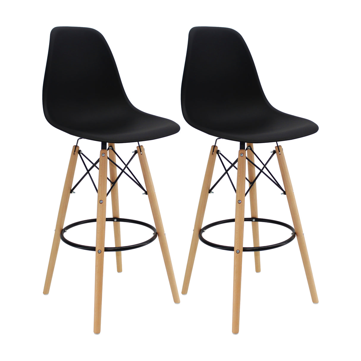 Set x 2 Sillas de Bar DKR Eames Negras Modernas 56 cm - Sillas y Butacos | Bylmo