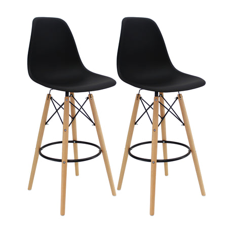 Set x 2 Sillas de Bar DKR Eames Negras Modernas 56 cm - Sillas y Butacos | Bylmo