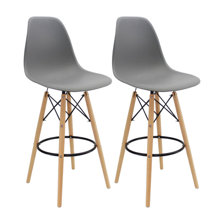 Set x 2 Sillas de Bar DKR Eames Gris Polipropileno Moderno 56 cm - Sillas y Butacos | Bylmo