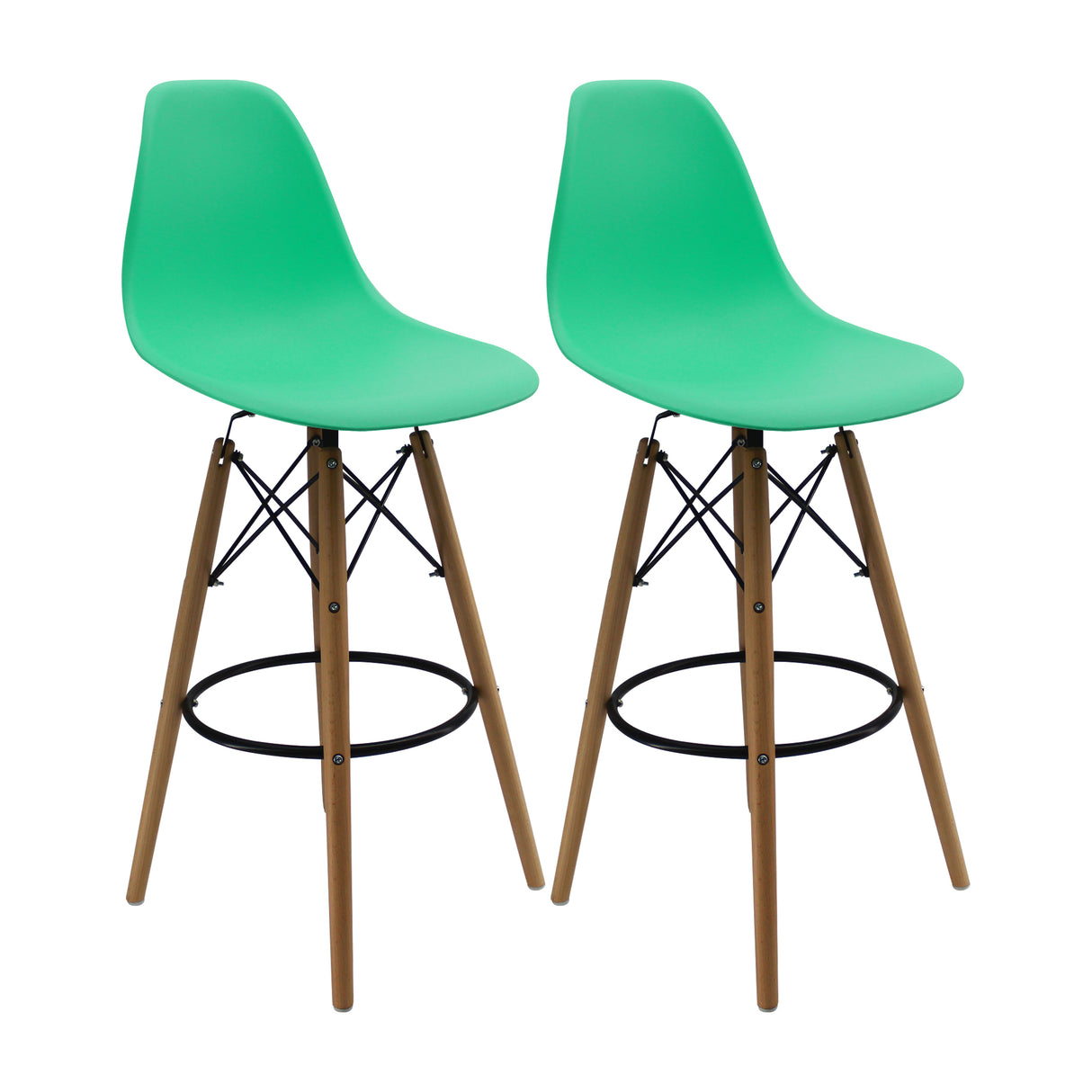 Set x 2 Sillas de Bar DKR Eames Verde Menta 56 cm Diseño Moderno - Sillas y Butacos | Bylmo