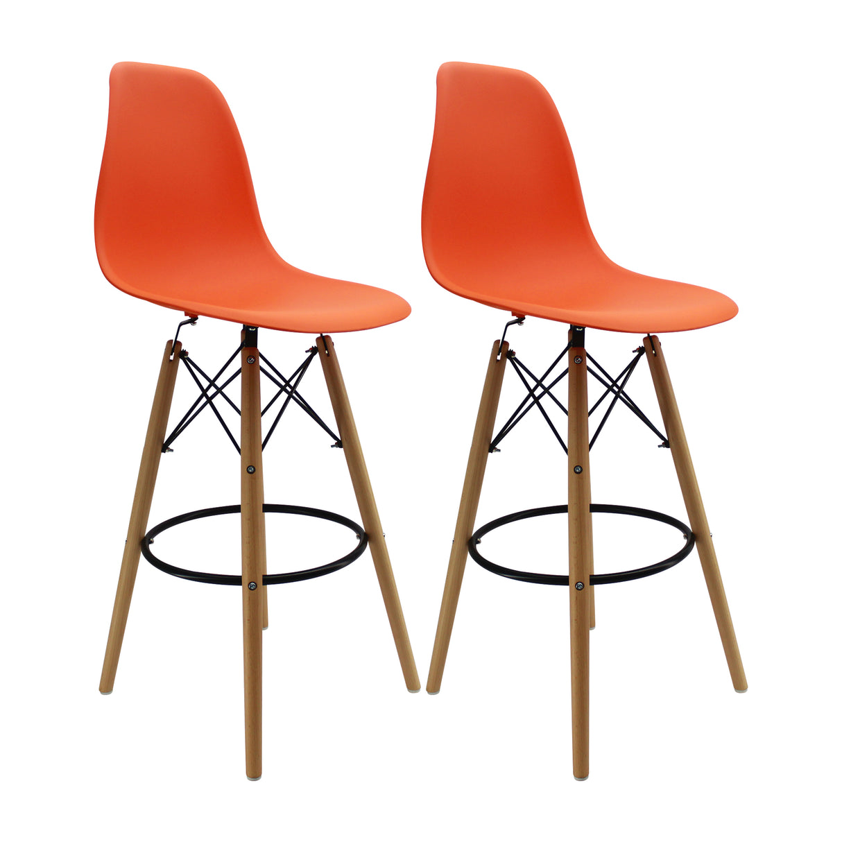 Set x 2 Sillas de Bar DKR Eames Naranja 56 cm Polipropileno - Sillas y Butacos | Bylmo