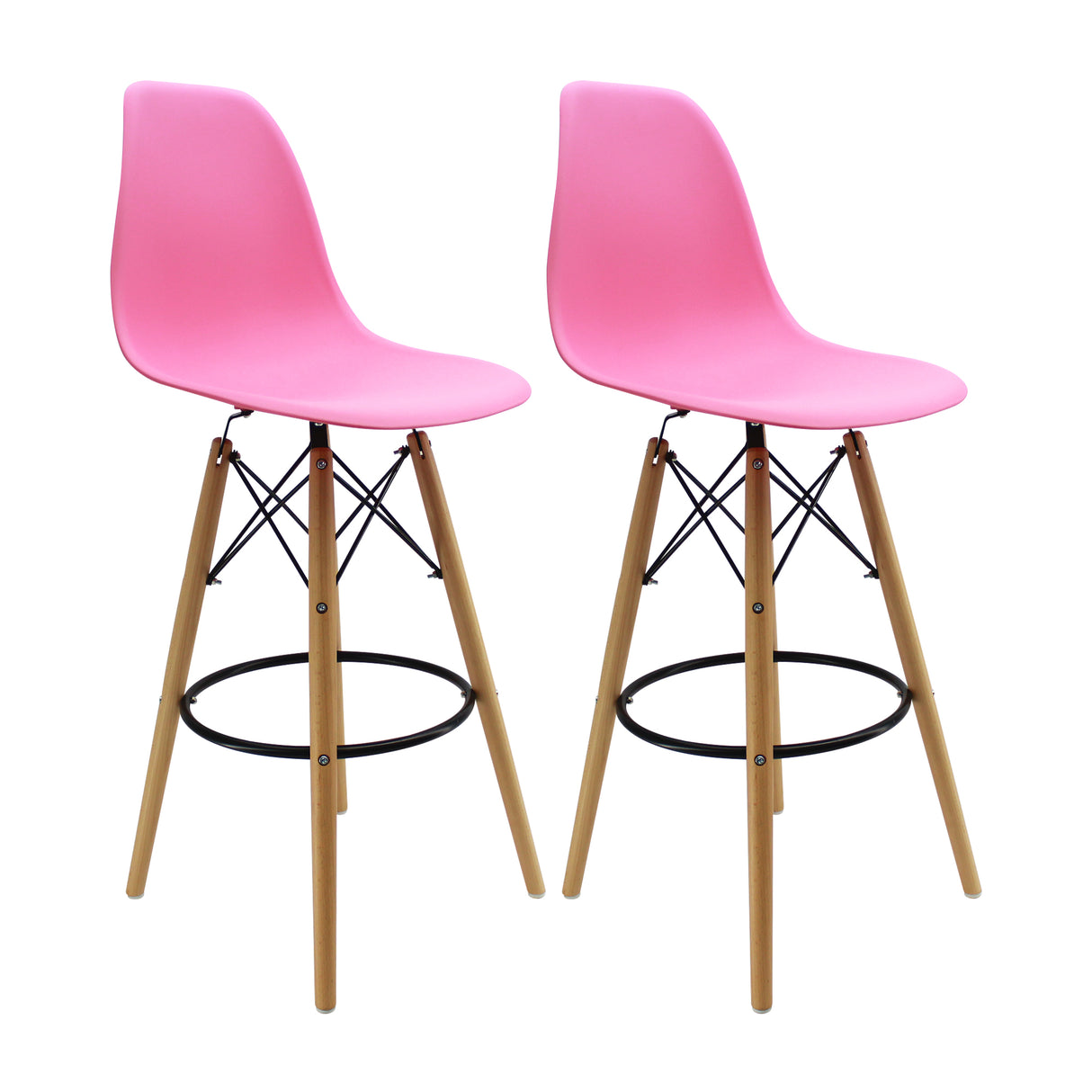 Set x 2 Sillas de Bar DKR Eames Rosado Moderna 56 cm - Sillas y Butacos | Bylmo