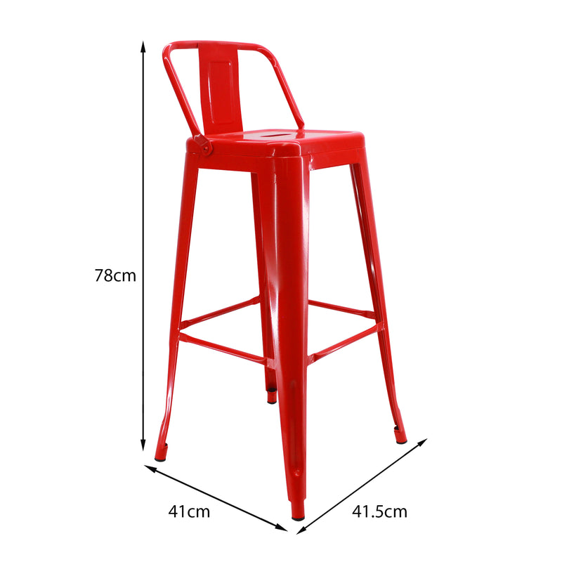 Silla Bar Titan Roja 41.5x78cm Estructura Metal