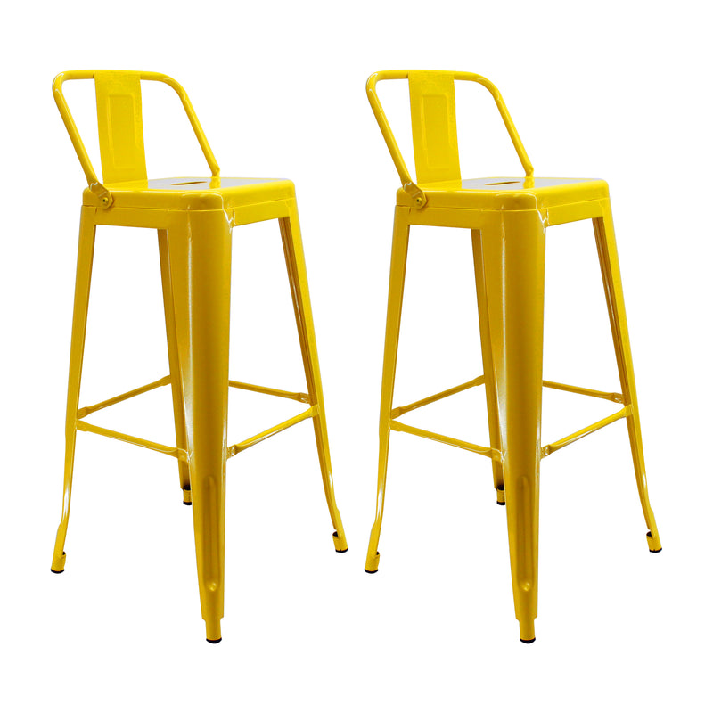 Set X 2 Sillas De Bar Titan Amarillo Moderno 41.5x78cm