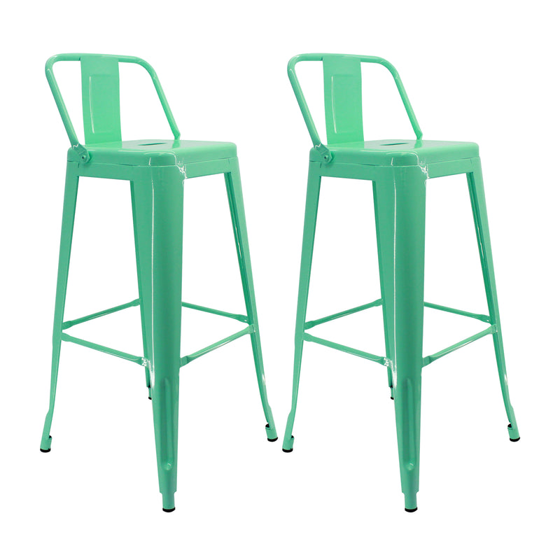 Set X 2 Sillas De Bar Titan Verde Menta Diseño Moderno 41.5 Cm