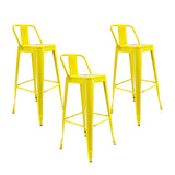 Set x 3 Sillas de Bar Amarilla Metal 41.5 cm Resistente - Sillas y Butacos | Bylmo