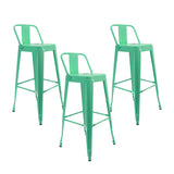Set x 3 Sillas de Bar Titan Verde Menta Moderno Metálico 41.5 cm - Sillas y Butacos | Bylmo