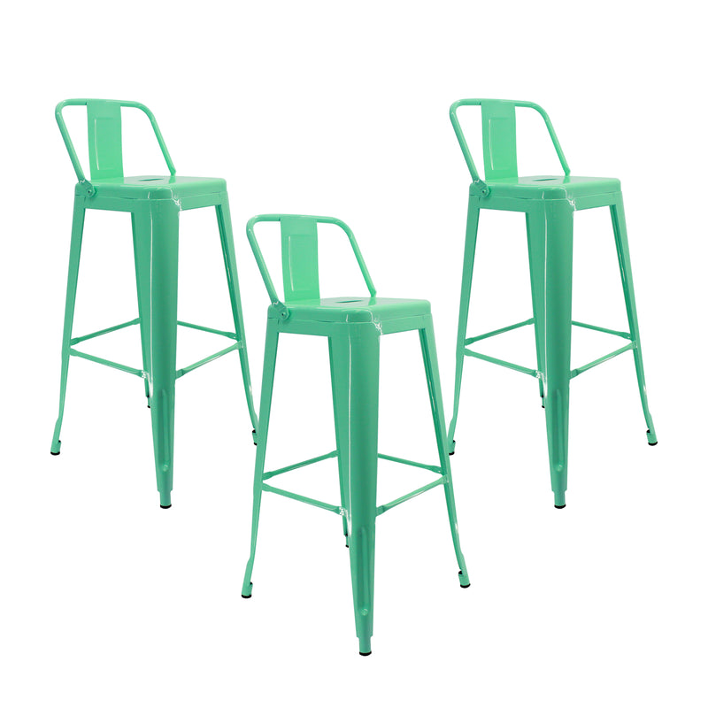 Set X 3 Sillas De Bar Titan Verde Menta Moderno Metálico 41.5 Cm