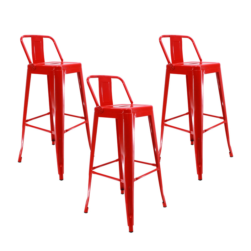 Set X 3 Sillas De Bar Titan Clásicas Rojas Resistentes 41.5 Cm