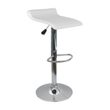 Silla Bar Wave Altura Ajustable Blanco Cuero Ecológico 38x79cm - Sillas y Butacos | Bylmo