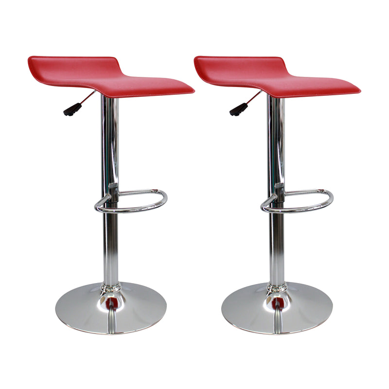 Set X 2 Sillas De Bar Wave Rojo Elegante Altura Ajustable 38x79cm