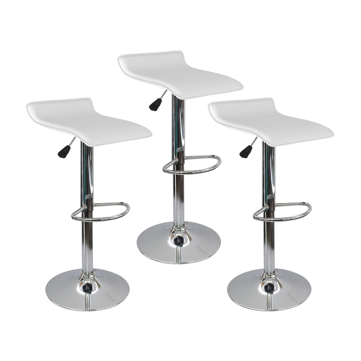 Set x 3 Sillas de Bar Wave Blanco 38x79cm Cuero Ecológico - Sillas y Butacos | Bylmo