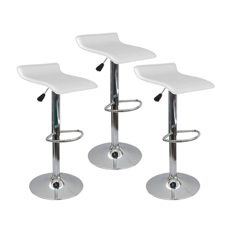 Set x 3 Sillas de Bar Wave Blanco 38x79cm Cuero Ecológico - Sillas y Butacos | Bylmo