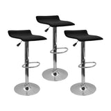 Set x 3 Sillas de Bar Wave Eco Cuero Negro 38x79cm Altura Ajustable - Sillas y Butacos | Bylmo