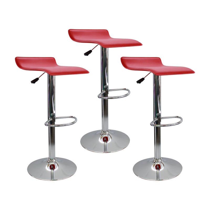 Set X 3 Sillas De Bar Wave Ajustables En Altura Rojo 38x79cm