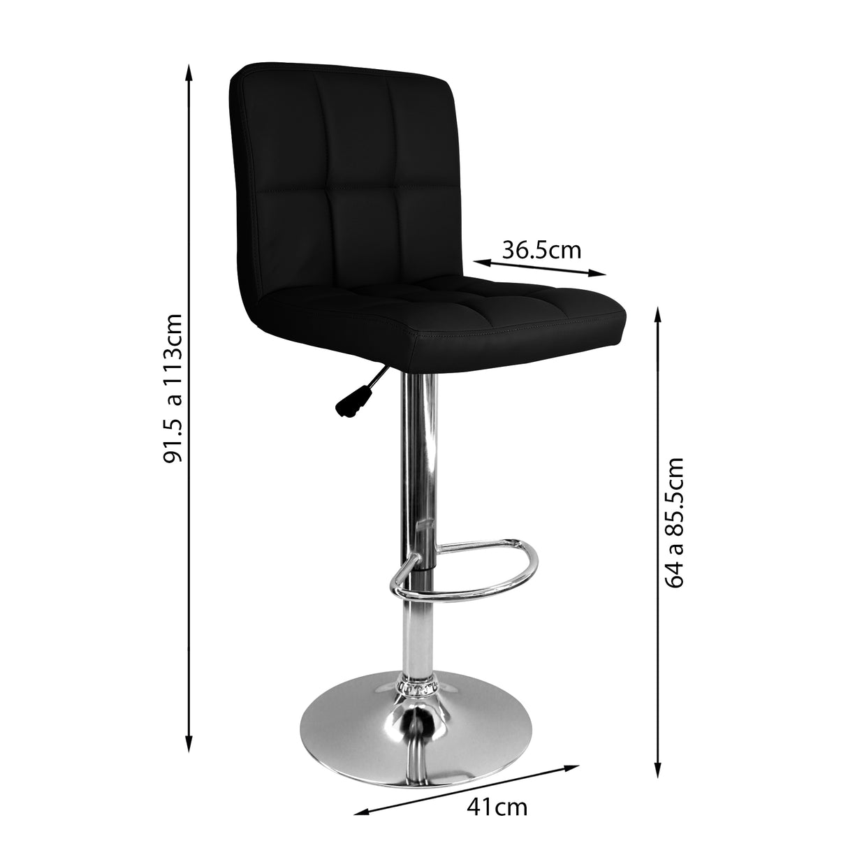 Set x 2 Sillas de Bar Confort Giratorias Alturas Ajustables Cuero Negro - SILLAS Y BUTACOS | Bylmo