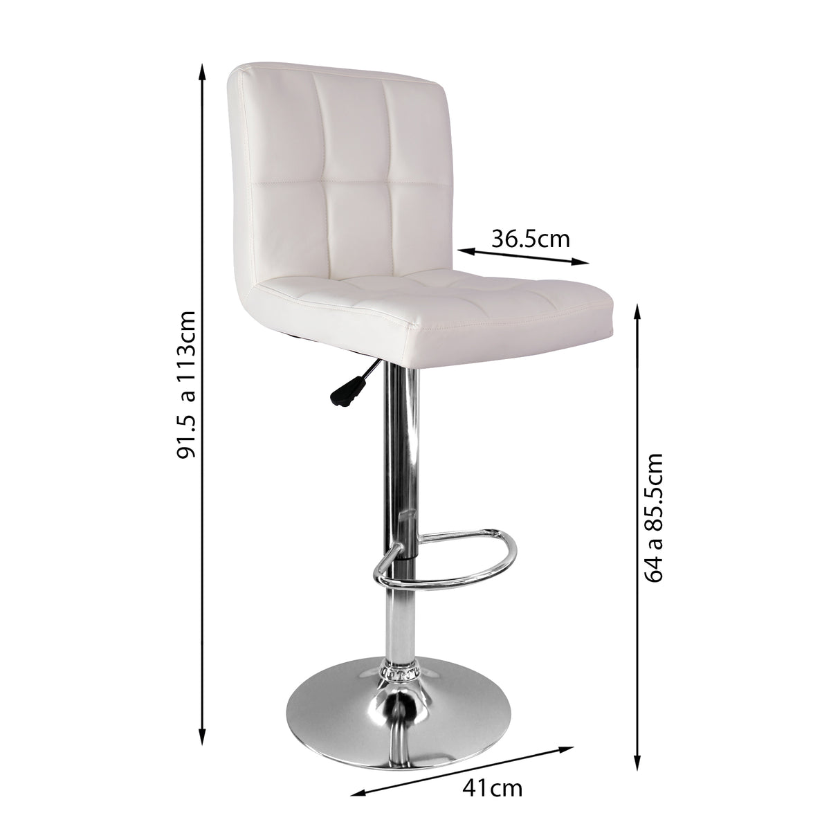 Set x 2 Sillas de Bar Confort Giratorias Ajustables en Altura Blanca - SILLAS Y BUTACOS | Bylmo