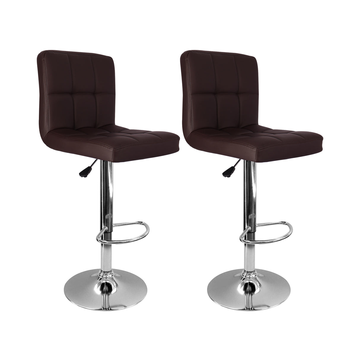 Set x 2 Sillas de Bar Confort Giratorias Altura Ajustable Cuero Ecológico Café - SILLAS Y BUTACOS | Bylmo