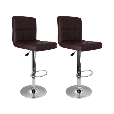 Set x 2 Sillas de Bar Confort Giratorias Altura Ajustable Cuero Ecológico Café - SILLAS Y BUTACOS | Bylmo