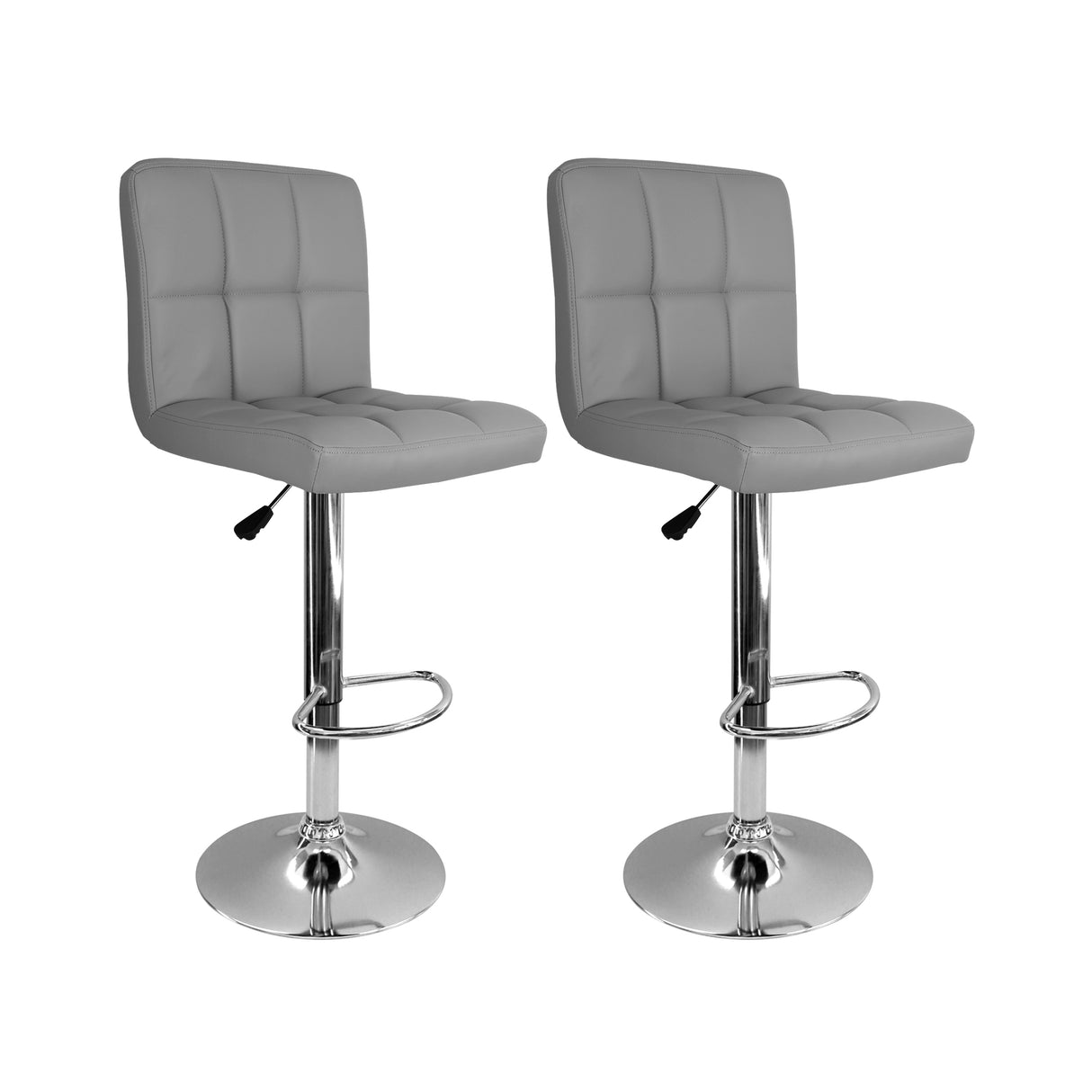 Set x 2 Sillas de Bar Confort Giratorias Altas Gris Altura Ajustable - SILLAS Y BUTACOS | Bylmo