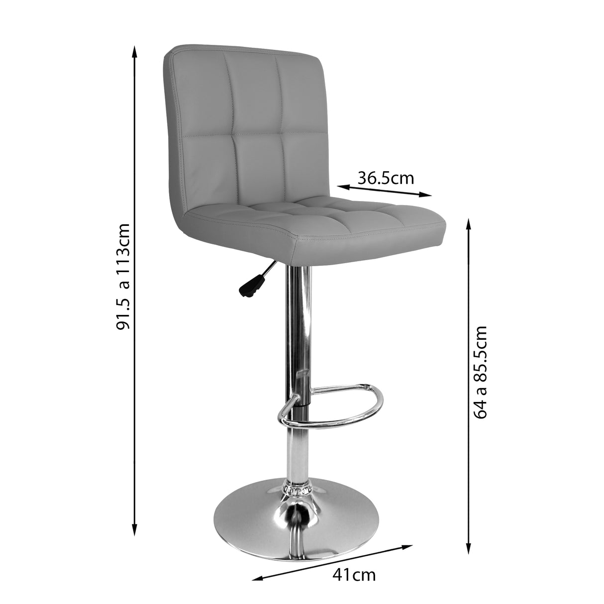 Set x 2 Sillas de Bar Confort Giratorias Altas Gris Altura Ajustable - SILLAS Y BUTACOS | Bylmo