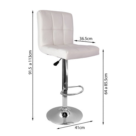Set x 3 Sillas de Bar Confort Blancas Giratorias Cuero Ecológico Altura Ajustable - SILLAS Y BUTACOS | Bylmo