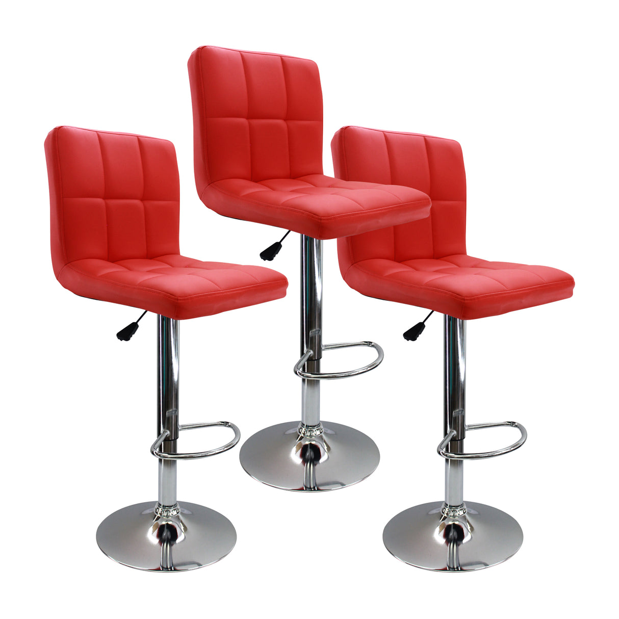 Set x 3 Sillas de Bar Confort Giratorias Altura Ajustable Rojas - SILLAS Y BUTACOS | Bylmo