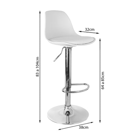 Set x 3 Sillas de Bar July Blanca Eco Cuero Cromado Ajustable en Altura - SILLAS Y BUTACOS | Bylmo