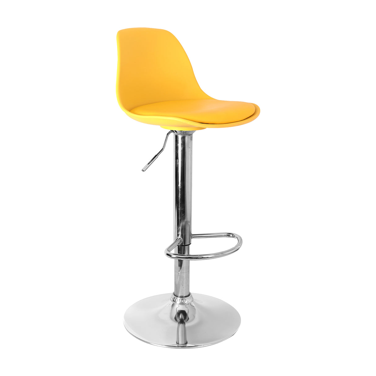 Set x 3 Sillas de Bar July Amarillo Cuero Ecológico Ajustable en Altura - SILLAS Y BUTACOS | Bylmo