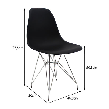 Silla de Comedor DKR Eames Negra 62x44 cm Polipropileno - SILLAS Y BUTACOS | Bylmo