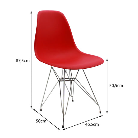 Silla de Comedor DKR Eames Roja 62x44 cm Polipropileno Diseño Moderno. - SILLAS Y BUTACOS | Bylmo