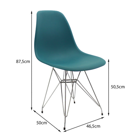 Silla de Comedor DKR Moderna Azul Petróleo 62x44 cm Polipropileno Diseño Moderno - SILLAS Y BUTACOS | Bylmo