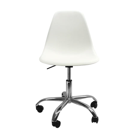 Silla de Comedor DKR Eames Ruedas Blanco 45x90cm Moderna - Sillas y Butacos | Bylmo
