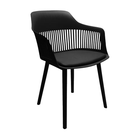 Silla de Comedor Mena Negra 57x80cm Diseño Moderno en Polipropileno con Brazos - Sillas y Butacos | Bylmo
