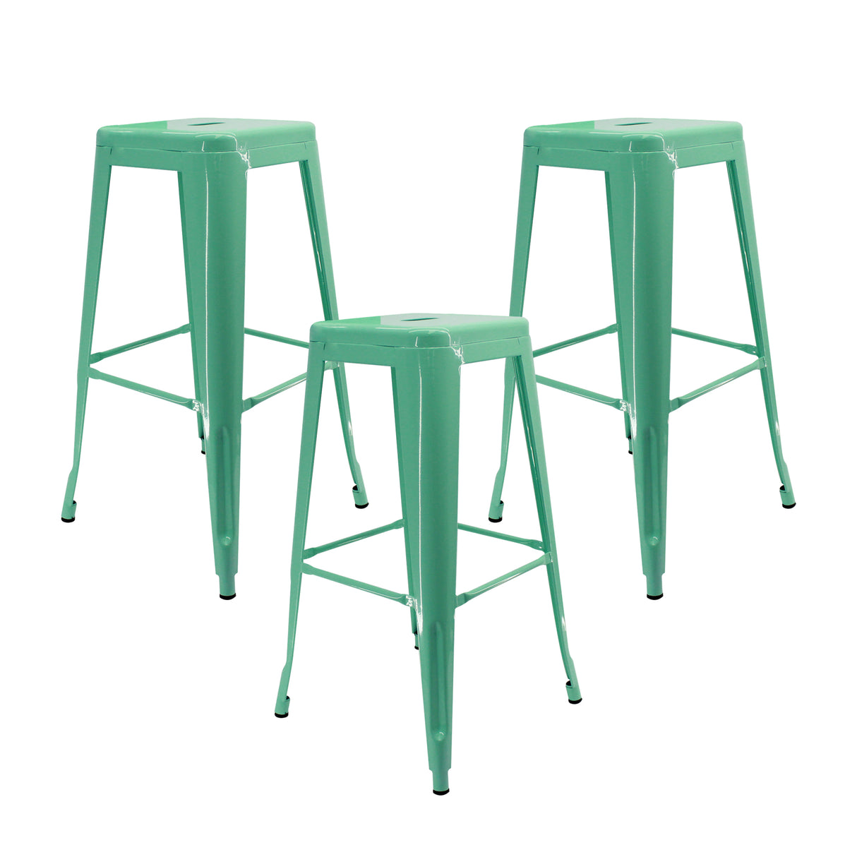 Set x 3 Sillas de Bar Titan Tolix Verde Menta Clásico 41.5x78cm Sin Espaldar - Sillas y Butacos | Bylmo
