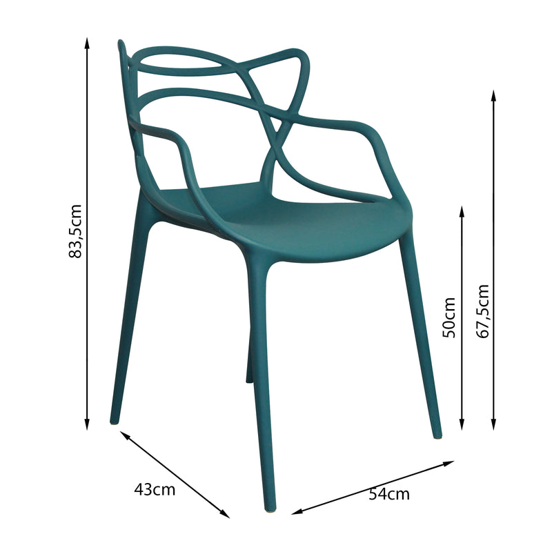 Kit X 2 Sillas Para Exteriores Solna 54 Cm Azul Petróleo Europeo Con Apoya Brazos