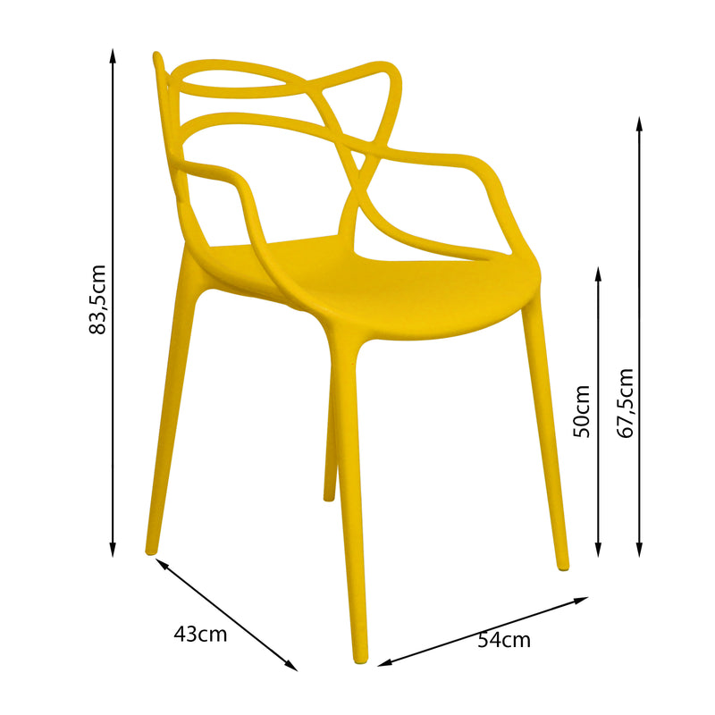 Kit X 4 Sillas Para Exteriores Solna 54 Cm Amarillo Europeo Con Apoya Brazos